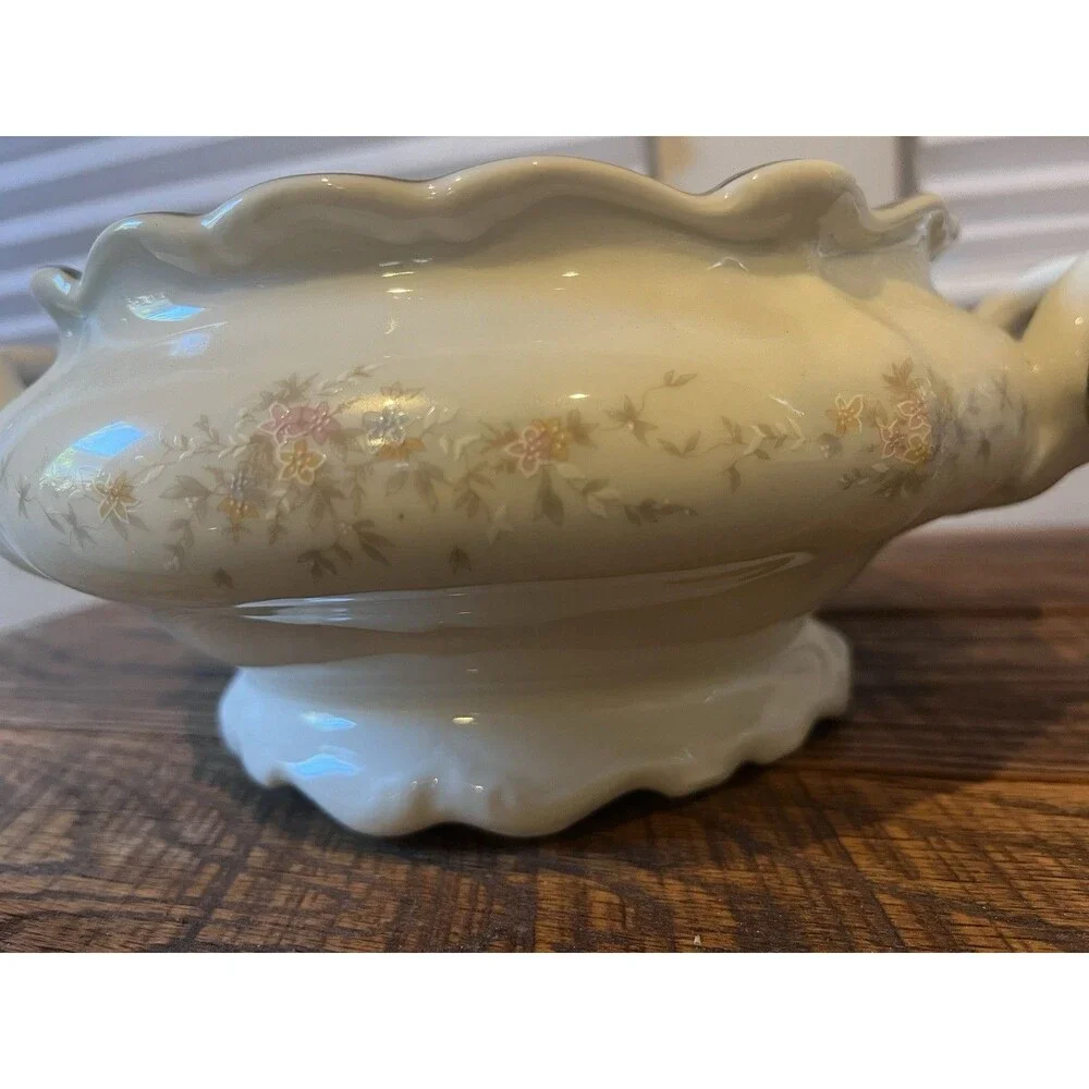 Vintage Johann Haviland Floral Splendor 8.5” Platinum Trim Covered Dish Bavaria